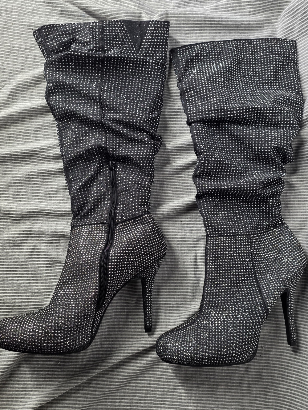 Silver Boots Crystal Embilished